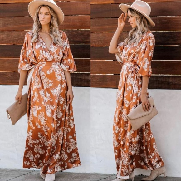 Medium bump friendly tie back camel dress - Picture 4 of 4